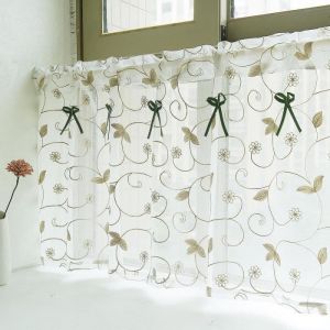Hongya rideau brise bise blanc vintage fenetre voilage cuisine passe tringle-KakiL-H 140 x 80 cm
