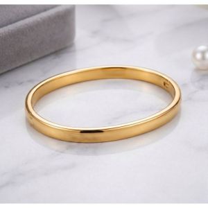 Bracelet - Femme - Jonc - Ovale - Rigide - Plaqu&eacute; Or Jaune 750/1000 - 60 x 54 mm