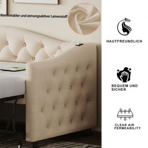 Canap&eacute; - lit extensible 90 * 200 cm avec port USB forme classique avec sommier &agrave; lattes lit multifonctionnel