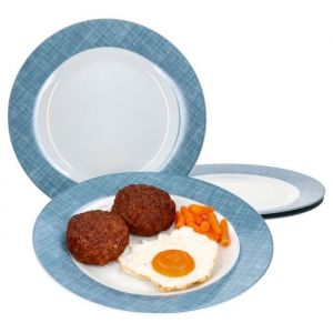 Assiette plate - Ritzenhoff & Breker - Brazil - Set de 4 - Porcelaine - 27 cm - Motif grille bleue