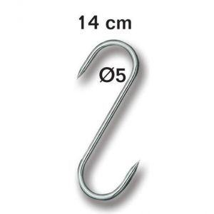 Crochet inox de boucher esse 14 cm diam&egrave;tre 5 mm Lot de 5 pi&egrave;ces