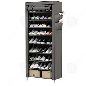 C &Eacute;tag&egrave;re &agrave; chaussures en tissu 60x30x160cm 10 niveaux avec housse protection meuble chaussure en tissu range-chaussures en tissu