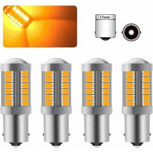 1156BA15S P21W LED Ampoule Ambre Jaune Super Bright Ampoule 6000K 5630 33 SMD Voiture Avant et Arri&egrave;re Clignotant 12- AMPOULE PHARE