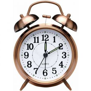 R&eacute;veil r&eacute;veil de chevet &agrave; lancienne avec double cloche non tic-tac r&eacute;veil &agrave; quartz analogique &agrave; piles vintage avec veilleuse po