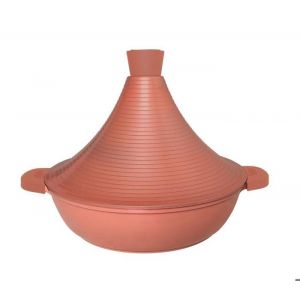 Tajine Tous Feux dont Induction - Plat Tajine Marocain 28cm Marmite tajine avec Couvercle en Aluminium antiadhésif - Rose