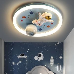 Plafonnier Enfant LED 78W-Lampe de Plafond Thème Espace Astronaute-Éclairage 3 Couleurs Réglable-Luminaire Garçon Fille-48*15CM