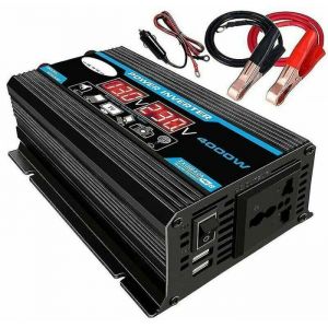 Convertisseur Pur Sinus 12V 220V 4000W – Prise EU + USB + Type-C (Écran LCD – Onduleur Haute Puissance pour CampingMaison)