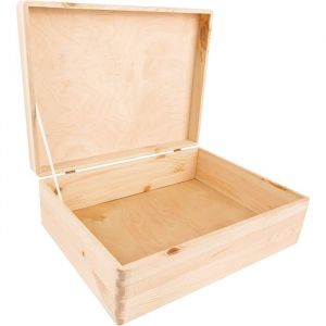 Coffre de rangement en bois à décorer  40 x 30 x 14 cm (+/- 1 cm)  avec couvercle  Naturel non peint  Coffre à outils  BRUT ET