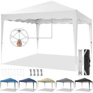 Tonnelle Pliante 3x3Barnum Pliant 3x3 Larmier Ondulé Tente à Hauteur réglable Une Poussée-Blanc