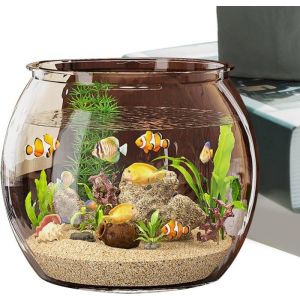 Aquarium en verre – Petit aquarium  Aquarium rond  Aquarium en verre transparent  Aquarium rond doré  Aquarium