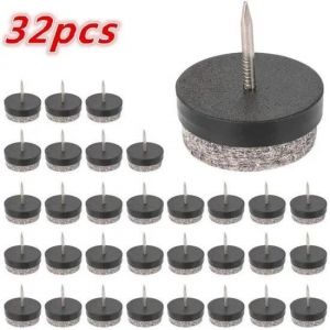 Patins de protection pour meubles - HAOPYOU - 32 Patins - Plastique ABS et métal - Noir et argenté - 24 mm
