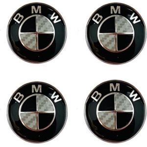 4pcs Logo Bmw 56mm Centre De Roue Cache Moyeu Jante Embl&egrave;me noir carbone jantes Insigne - Accessoire auto