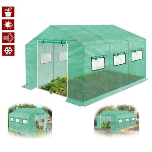 LILIIN Serre de Jardin Tunnel 9m² verte gamme maraichère Plastique PE Tente abri petite Serre de Terrasse Balcon 4.5x2M