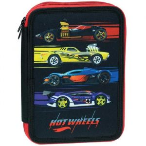 Trousse garnie - HOT WHEELS - 18 CM - 2 compartiments - Zipp&eacute;e - Mixte