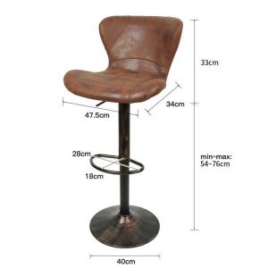 Tabourets de bar style vintage - JEOBEST - Lot de 8 - Hauteur r&eacute;glable - Marron