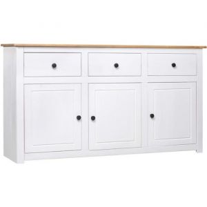 Buffet - Meuble de Cuisine Commode bahut vaisselier Meuble Bas pour Salle à Manger Salon Couloir - Blanc 135x40x80 cm Pin solide