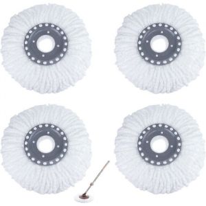 4Pcs Têtes Microfibre Balai Mop Heads Tête de Vadrouille Rechange Rond Têtes Mop Rotation pour Balais Serpillère Rotatif 360°