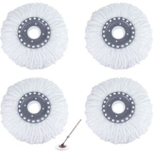 4Pcs Têtes Microfibre Balai, Mop Heads, Tête de Vadrouille Rechange Rond Têtes Mop Rotation pour Balais Serpillère Rotatif 360°