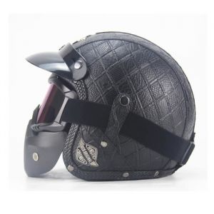 Casque Moto de Marque unisexe noir classique casque Harley vintage de personnality Casque MotoNoir noir