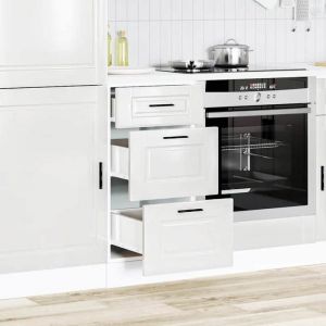 Meuble bas de cuisine - vidaXL - Blanc brillant - Bois ding&eacute;nierie - 40x46x815 cm - Pieds r&eacute;glables - Capacit&eacute; 50 kg