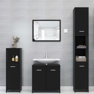 iKayaa Ensemble de meubles de salle de bain 4 pcs Noir Aggloméré