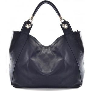 Sac &agrave; Main en CUIR italien - IT HIPPIE - Mod&egrave;le Paris - Bleu - Grain&eacute; - Format A4