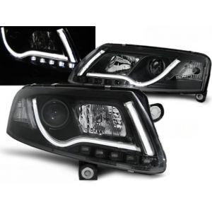 Paire de feux phares Audi A6 C6 de 2004 a 2008 Tube Light led LTI noir-27361083
