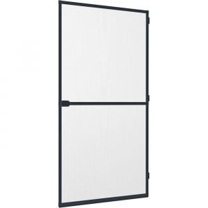 Moustiquaire porte battante en aluminium - ZGEER - 100x210 cm - Anthracite - Toile en fibre de verre - R&eacute;sistant aux UV