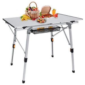 Table de Camping - HENGMEI - Pliable en Aluminium - 45x90x52cm - Sac en Filet Inclus - 30kg Max