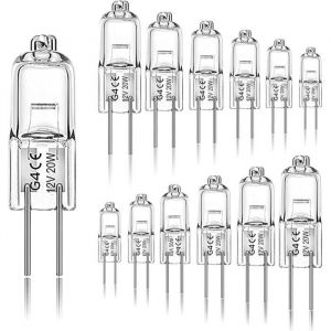 Lot de 12 ampoules halog&egrave;nes G4 20W 12V 2800 K 2 broches pour hotte cuisine salon