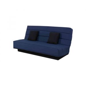 Banquette clic-clac unie avec housse bleu marine + 2 coussins - CC10003 - Bleu marine - Fabriqu&eacute; en France - Dunlopillo