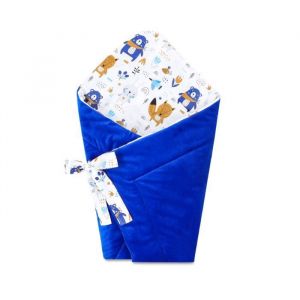 Gigoteuse demmaillotage bébé couverture Nid Réversible universelle pour Garçon et Fille poussette Animaux–Velours Bleu