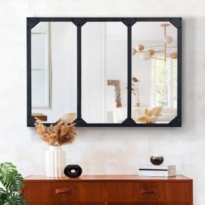 ID MARKET - Miroir verriere 3 bandes design industriel 80X60 cm