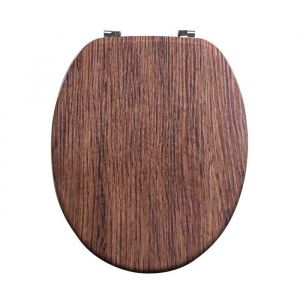 Abattant WC bois moul&eacute; imitation ch&ecirc;ne