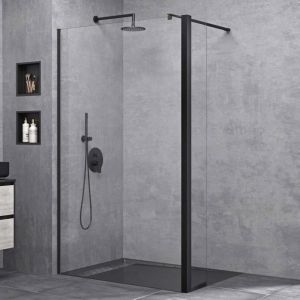 Sogood&reg; Paroi de Douche Transparent Pare-Douche Bremen2K 70x200cm+Partie Lat&eacute;rale 30cm Profil&eacute; Noir Stabilisateur Rectangulaire