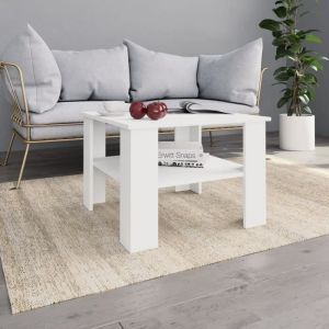 Table basse design scandinave salon contemporain Blanc 60 x 60 x 42 cm Agglom&eacute;r&eacute;