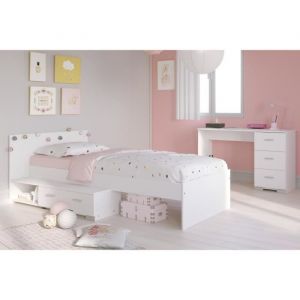 PARISOT Chambre enfant complète 2 pièces - Lit + bureau - Style essentiel - Décor blanc - COSMOS