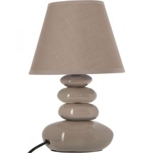 Lampe 4 galets abat jour marron clair - Lampe &agrave; poser - D 205 x H 31 cm - Taupe