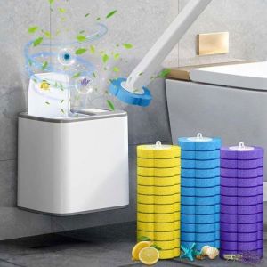 Brosse WC jetable avec support 36 t&ecirc;tes recharge nettoyage profond salle bain