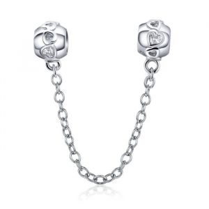 MAITONGG 925 Argent Sterling Rose Fleur Guirlande Sécurité Chaîne Rose Coeur Bouchon Charms pour Femmes Bracelet Bijoux D