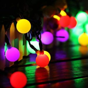 Guirlande Lumineuse Solaire 50 Boule LED 10m Fil Souple Imperméable Eclairage Décoration pour Maison Jardin Festival(Multicolore)