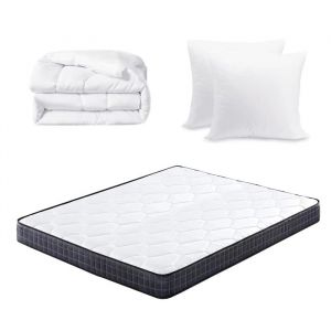 Sleivant Matelas 160x200 cm avec Couette et 2Oreillers，Ensemble 1 Matelas en Mousse 160x200 + 1 Couette 220x240 + 2 Oreillers 60x60