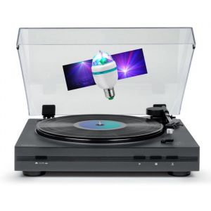 Tourne Disque Platine vinyle Thomson TT355 NOIR 33/45 trs Lecture/retour du bras automatiqueAmpoule DIAMS couleurs LED inclus