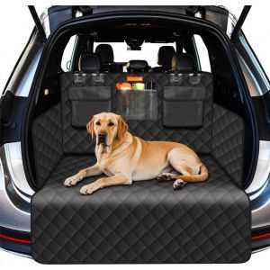 Housse Coffre Voiture Chien Universelle180x103cm Tapis Protection SUV Grande Taille Lavable en Machine avec C&ocirc;t&eacute;s et PochesNoir