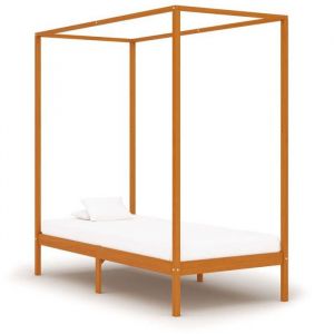 Cadre de lit à baldaquin - VIDAXL - 90x200 cm - Bois massif - Marron miel - 1 place