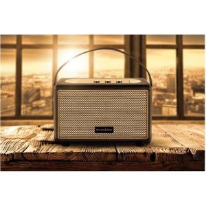 Haut-Parleur Enceinte Bluetooth Sans Fil Portable Vintage USB SD AUX Similicuir