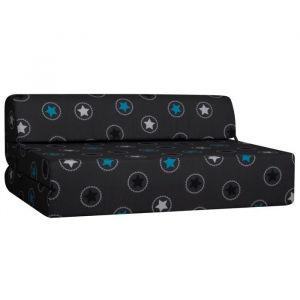 Chauffeuse convertible 2 places en mousse - Terre de Nuit - Anthracite étoile bleu