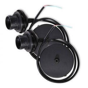 2x c&acirc;ble &eacute;lectrique pour lampe - C&acirc;ble avec douille E27 et bague de fixation - Monture de suspension pour luminaire plafond - Noir