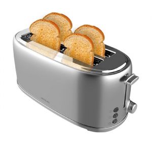Cecotec Grille-pain 4 Tranches Toast&Taste 1600 Retro Double Inox: 1630 W 2 Fentes Larges de 38 cm et Longues Acier