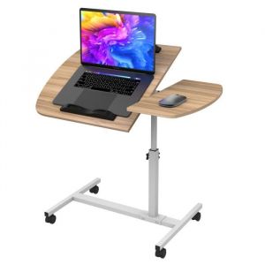 Table de Lit à Roulettes Inclinable - DHHOZAMZ - Hauteur Réglable 61-96 CM - Bois - Pliable - Avec Baffles
